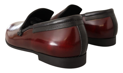 Dolce & Gabbana Elegant Bordeaux Leather Loafers Dolce & Gabbana