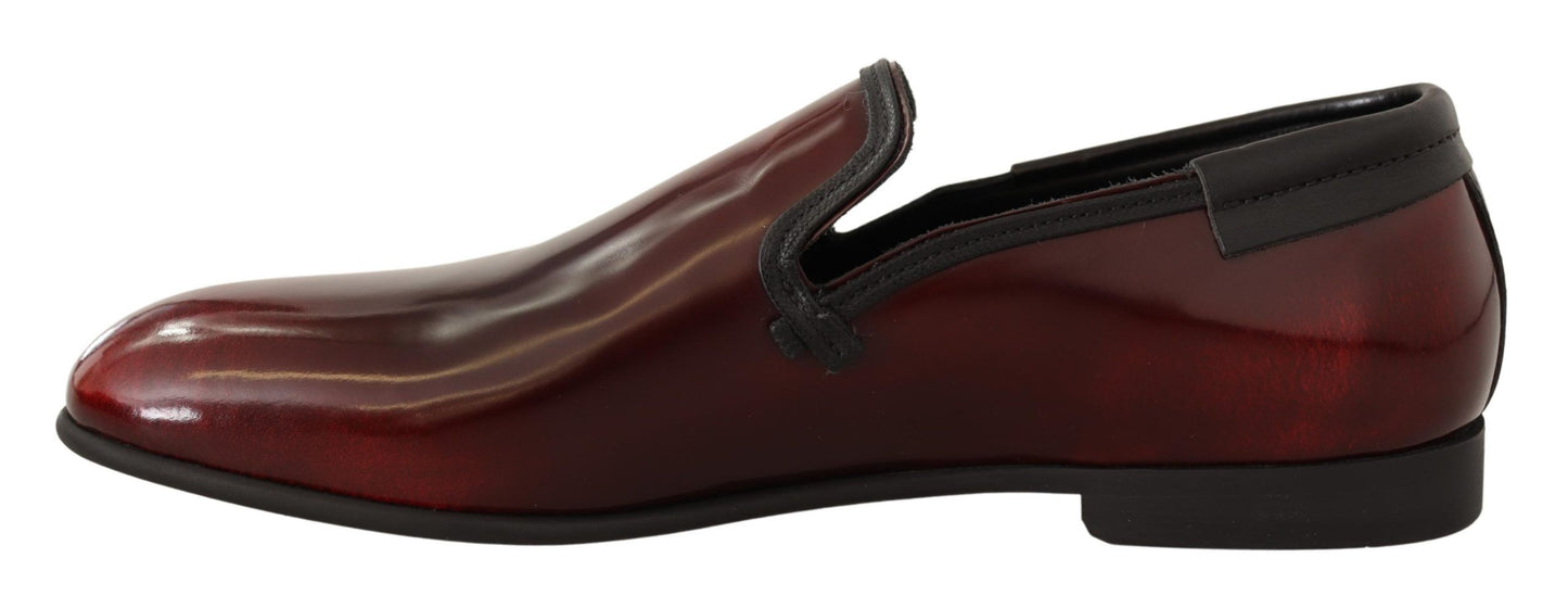 Dolce & Gabbana Elegant Bordeaux Leather Loafers Dolce & Gabbana