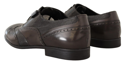 Dolce & Gabbana Elegant Brown Lizard Leather Oxford Shoes Dolce & Gabbana