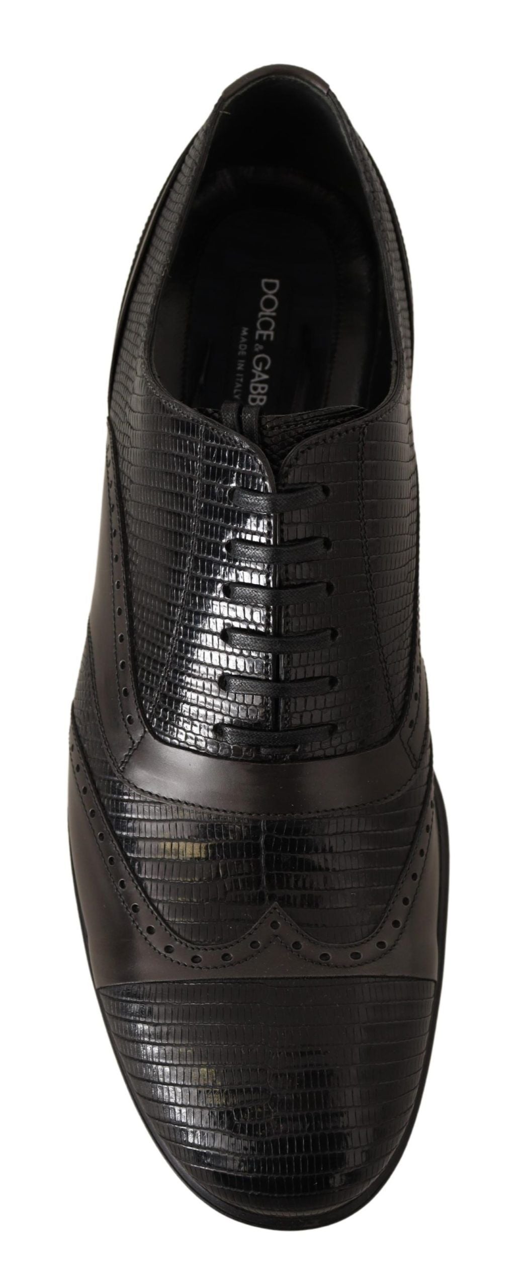 Dolce & Gabbana Elegant Brown Lizard Leather Oxford Shoes Dolce & Gabbana