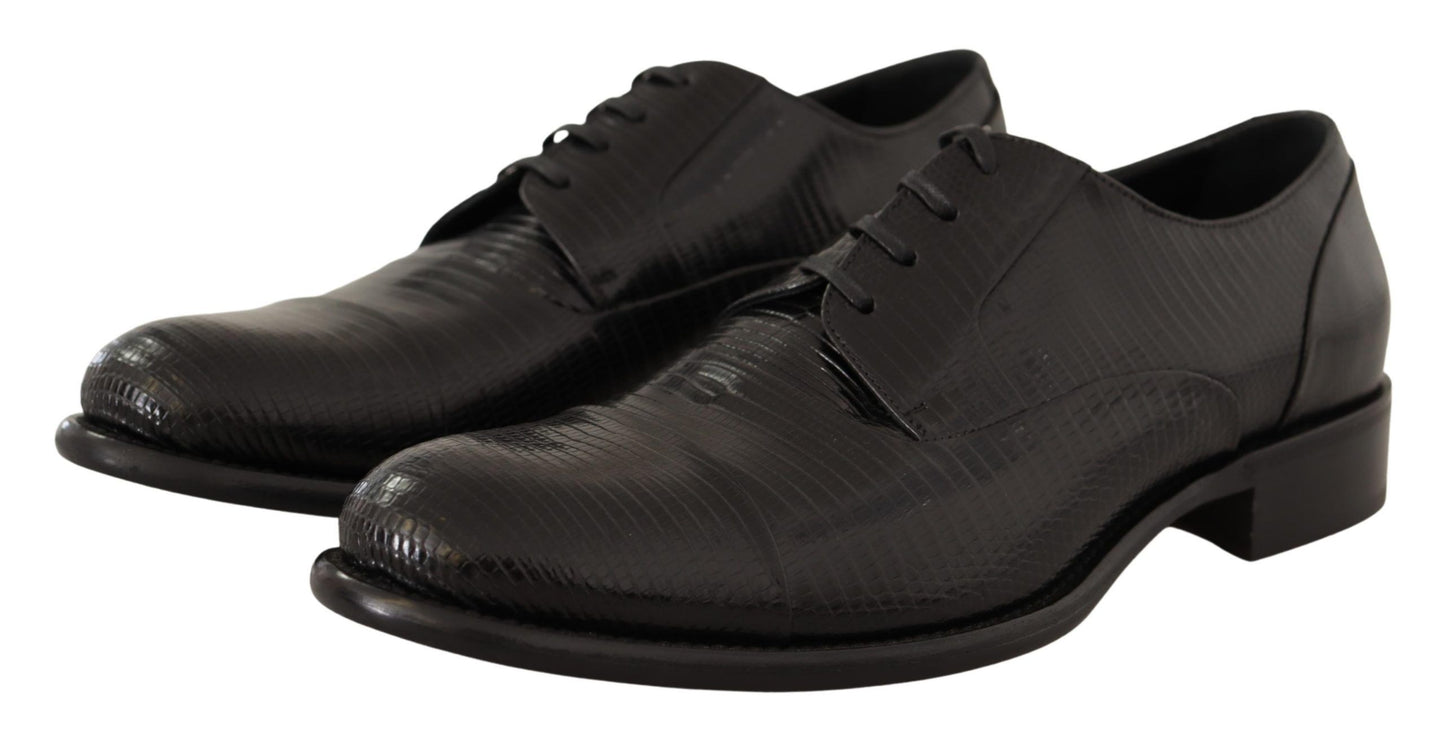 Dolce & Gabbana Elegant Black Lizard Skin Derby Shoes Dolce & Gabbana