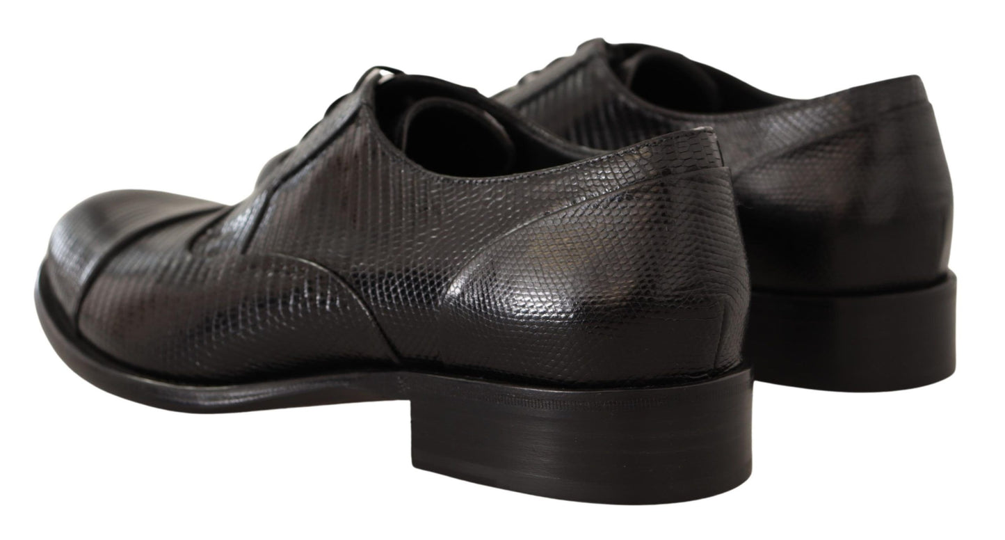 Dolce & Gabbana Elegant Black Lizard Skin Derby Shoes Dolce & Gabbana