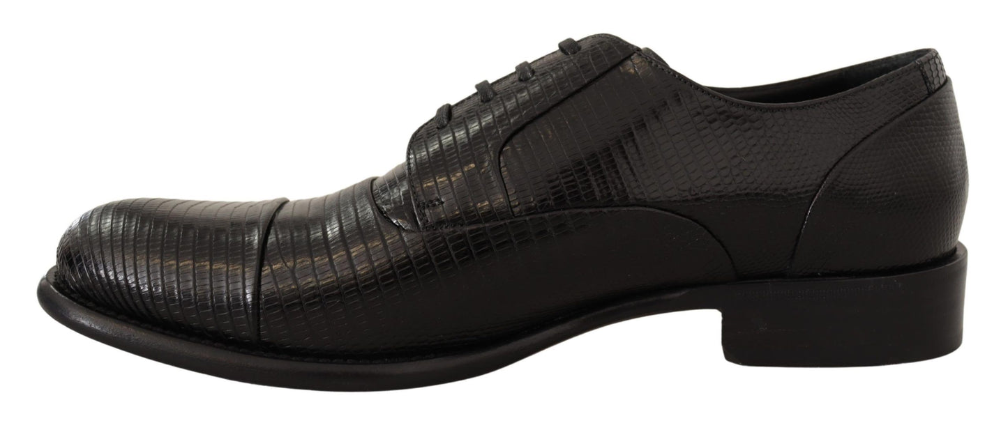 Dolce & Gabbana Elegant Black Lizard Skin Derby Shoes Dolce & Gabbana