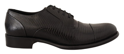 Dolce & Gabbana Elegant Black Lizard Skin Derby Shoes Dolce & Gabbana