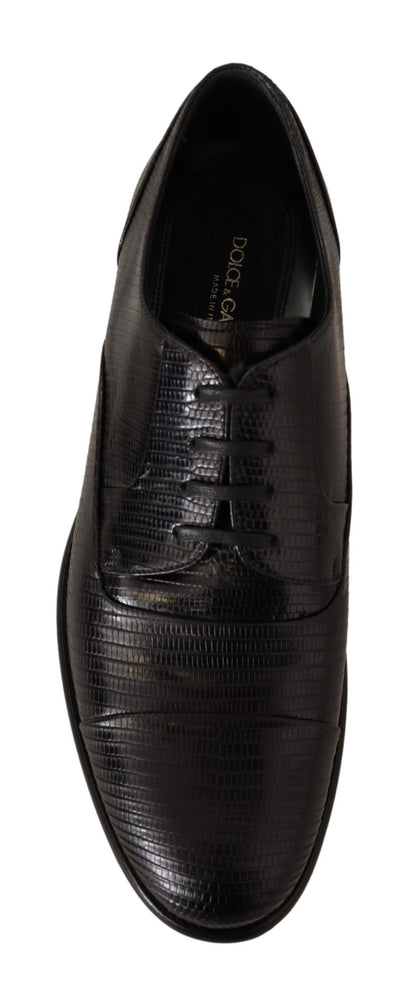 Dolce & Gabbana Elegant Black Lizard Skin Derby Shoes Dolce & Gabbana