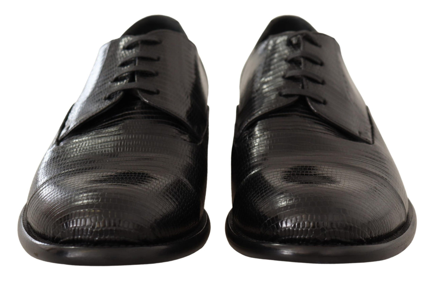 Dolce & Gabbana Elegant Black Lizard Skin Derby Shoes Dolce & Gabbana