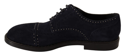 Dolce & Gabbana Elegant Suede Derby Shoes with Silver Studs Dolce & Gabbana