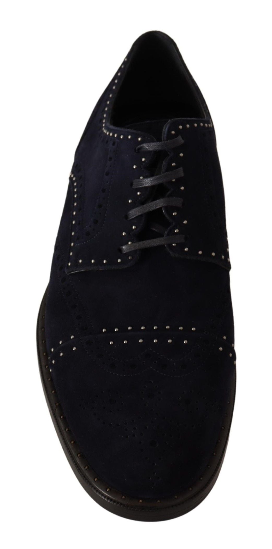 Dolce & Gabbana Elegant Suede Derby Shoes with Silver Studs Dolce & Gabbana