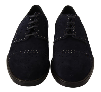 Dolce & Gabbana Elegant Suede Derby Shoes with Silver Studs Dolce & Gabbana