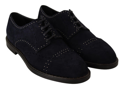 Dolce & Gabbana Elegant Suede Derby Shoes with Silver Studs Dolce & Gabbana