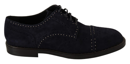 Dolce & Gabbana Elegant Suede Derby Shoes with Silver Studs Dolce & Gabbana