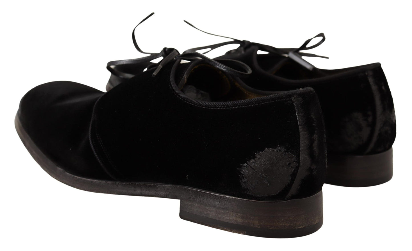 Dolce & Gabbana Elegant Black Velvet Derby Shoes Dolce & Gabbana