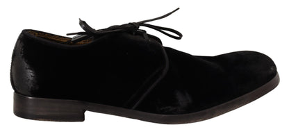 Dolce & Gabbana Elegant Black Velvet Derby Shoes Dolce & Gabbana