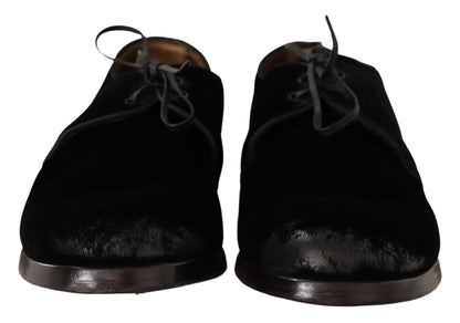 Dolce & Gabbana Elegant Black Velvet Derby Shoes Dolce & Gabbana