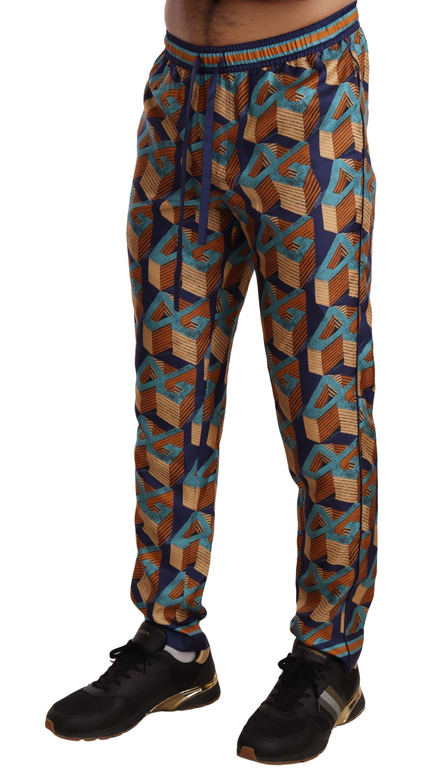 Dolce & Gabbana Elegant Silk Jogger Pants with Vibrant Print Dolce & Gabbana