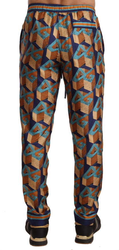 Dolce & Gabbana Elegant Silk Jogger Pants with Vibrant Print Dolce & Gabbana