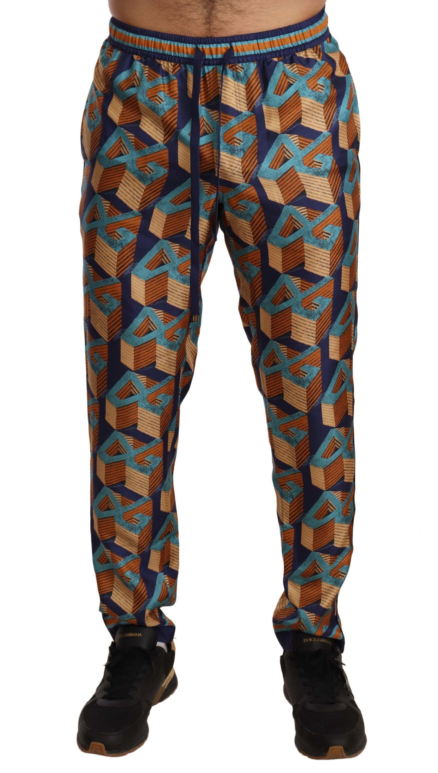 Dolce & Gabbana Elegant Silk Jogger Pants with Vibrant Print Dolce & Gabbana