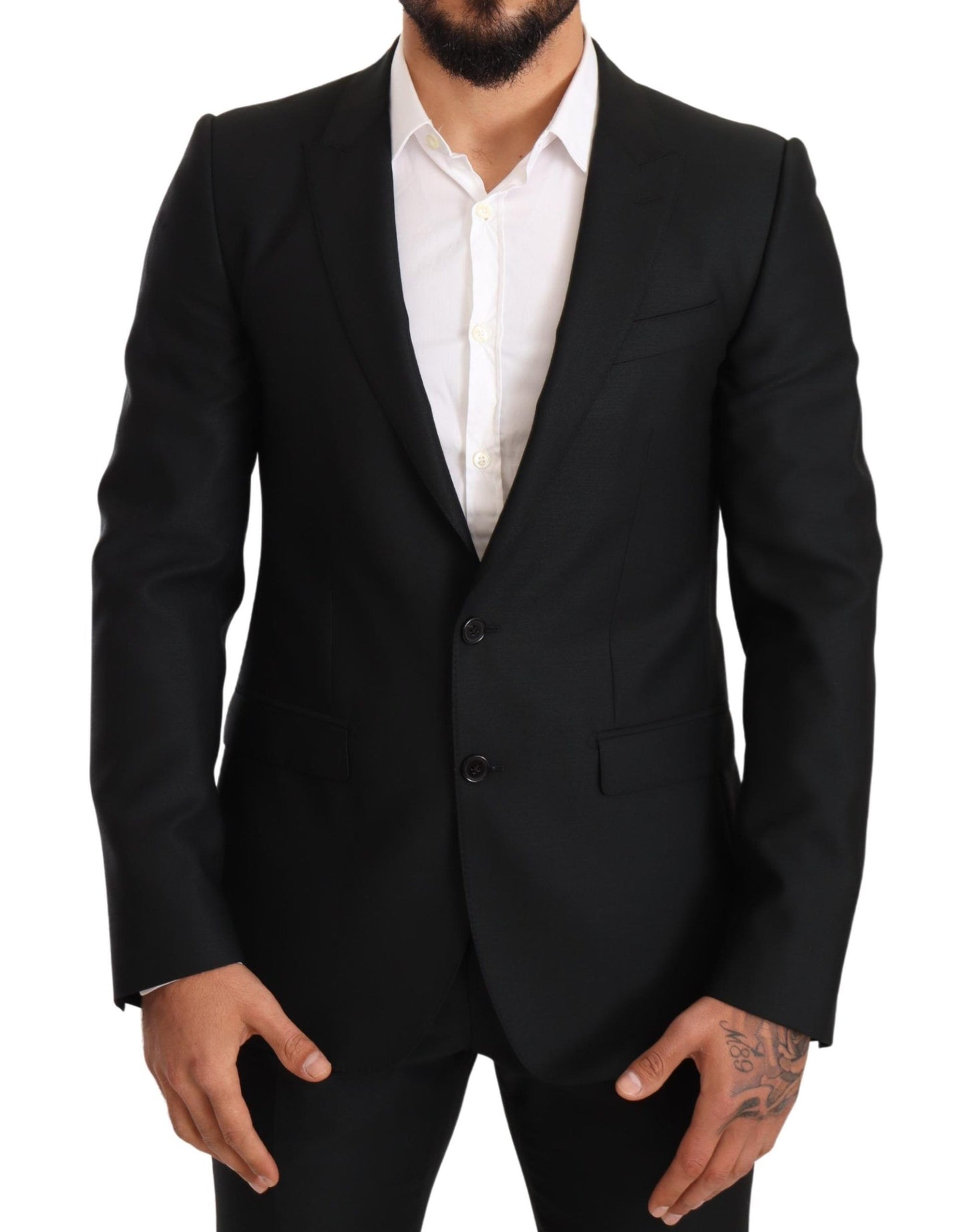 Dolce & Gabbana Sleek Black Virgin Wool Martini Suit Dolce & Gabbana