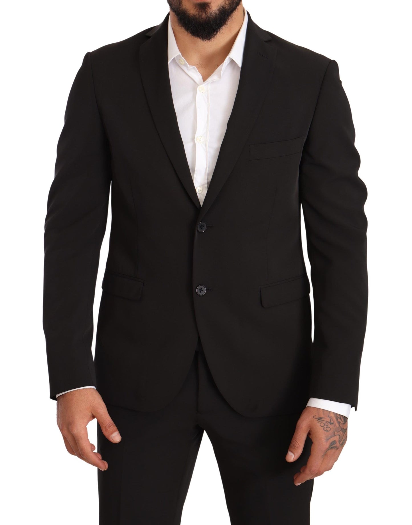 Domenico Tagliente Elegant Black Slim Fit Two-Piece Suit Domenico Tagliente