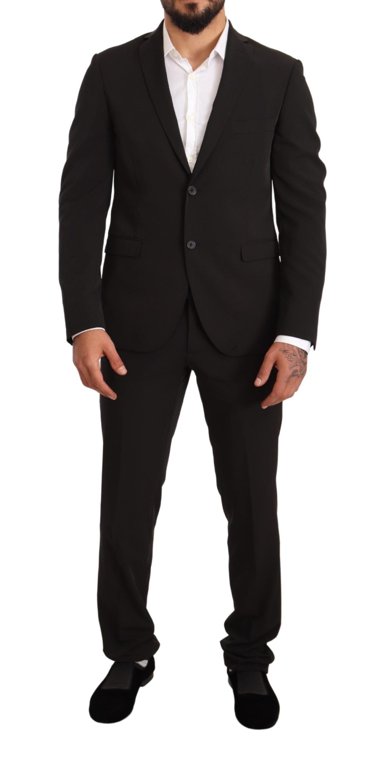 Domenico Tagliente Elegant Black Slim Fit Two-Piece Suit Domenico Tagliente