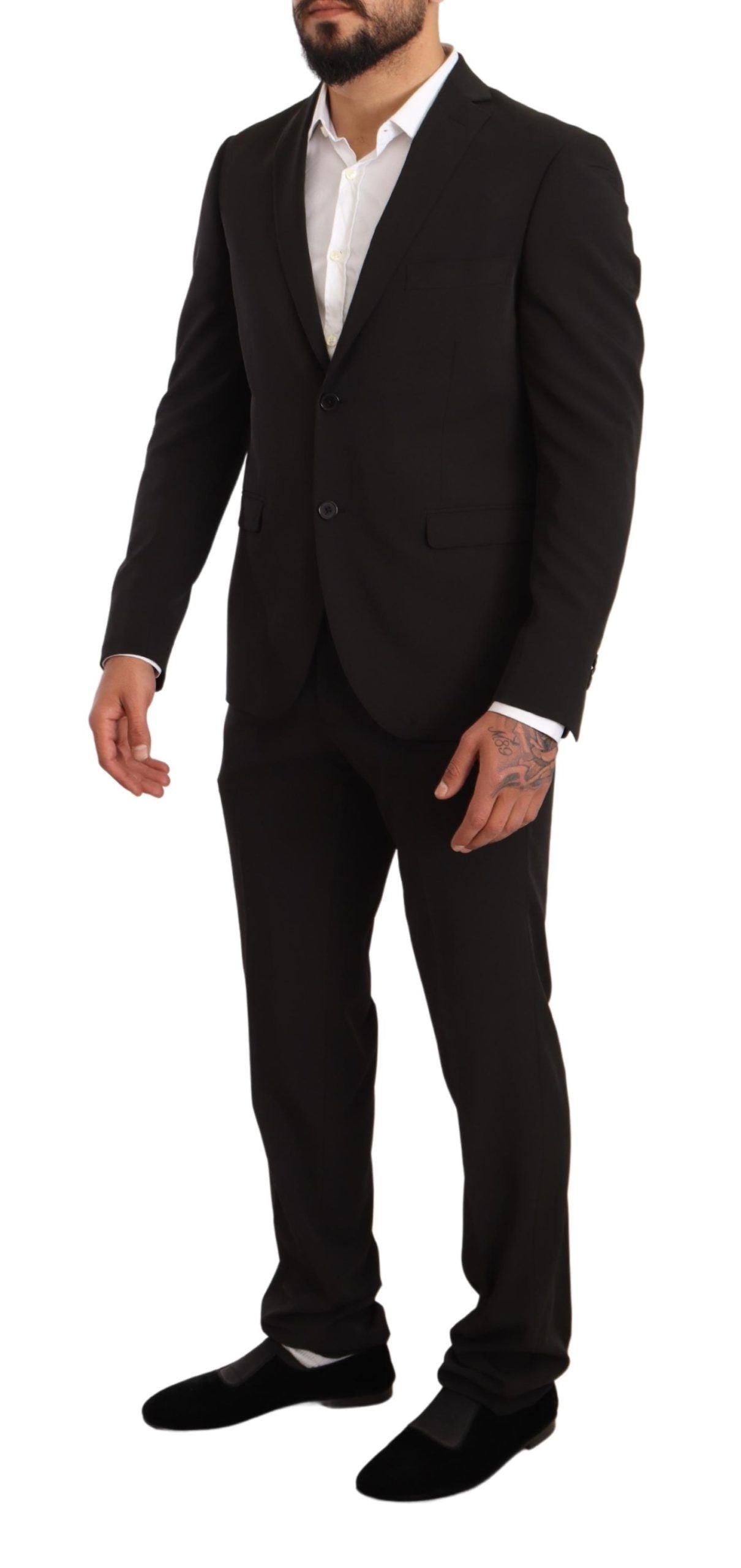 Domenico Tagliente Elegant Black Slim Fit Two-Piece Suit Domenico Tagliente