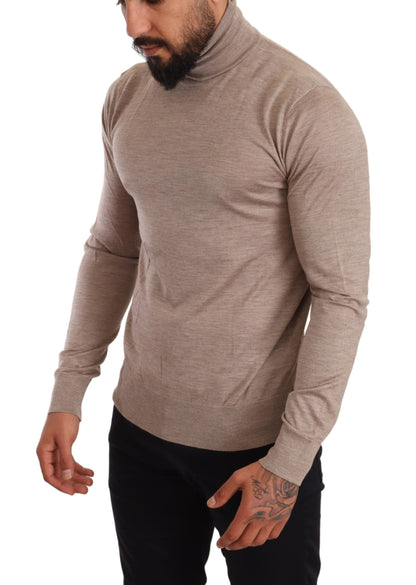 Dolce & Gabbana Beige Turtleneck Cashmere-Silk Blend Sweater Dolce & Gabbana