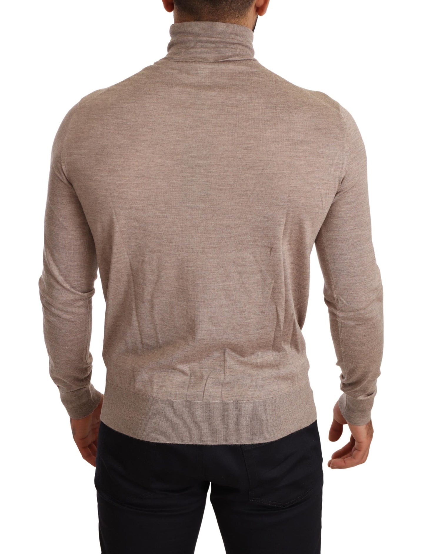 Dolce & Gabbana Beige Turtleneck Cashmere-Silk Blend Sweater Dolce & Gabbana