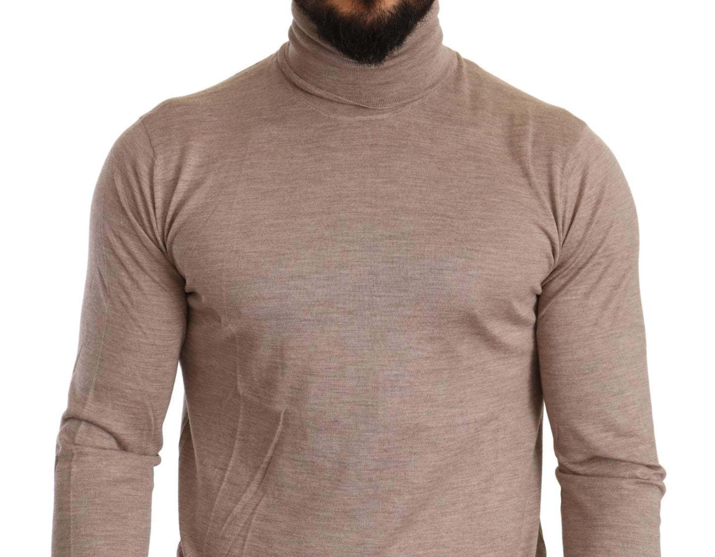 Dolce & Gabbana Beige Turtleneck Cashmere-Silk Blend Sweater Dolce & Gabbana