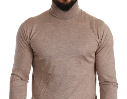 Dolce & Gabbana Beige Turtleneck Cashmere-Silk Blend Sweater Dolce & Gabbana