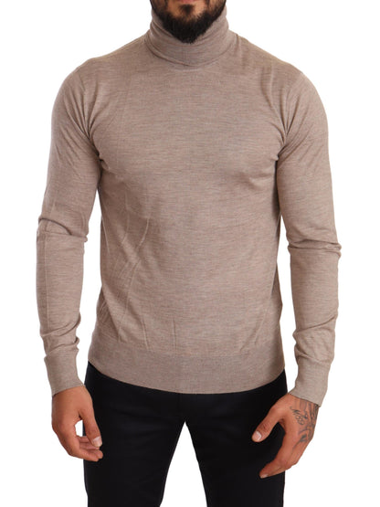 Dolce & Gabbana Beige Turtleneck Cashmere-Silk Blend Sweater Dolce & Gabbana