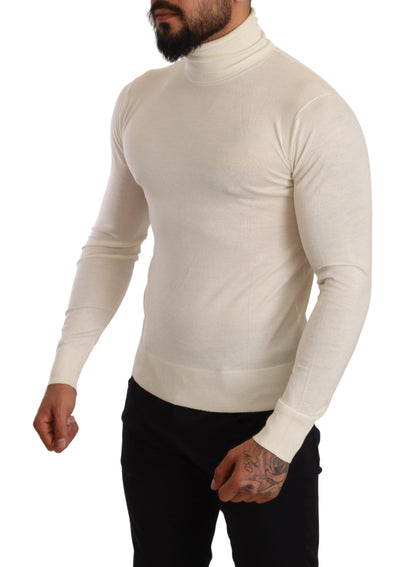 Dolce & Gabbana Ivory Cashmere-Silk Blend Turtleneck Sweater Dolce & Gabbana