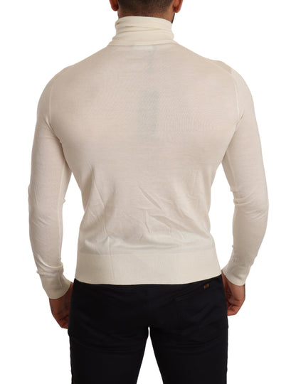 Dolce & Gabbana Ivory Cashmere-Silk Blend Turtleneck Sweater Dolce & Gabbana