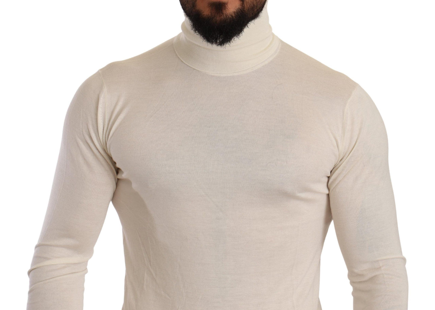 Dolce & Gabbana Ivory Cashmere-Silk Blend Turtleneck Sweater Dolce & Gabbana