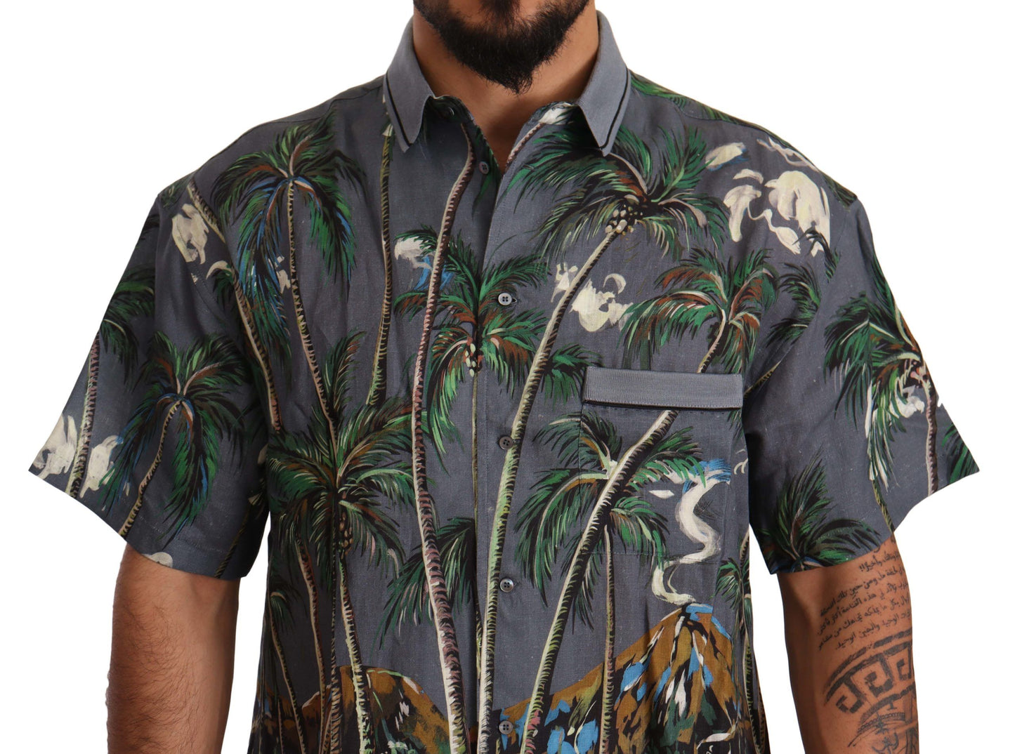 Dolce & Gabbana Tropical Elegance Linen Silk Men's Shirt Dolce & Gabbana