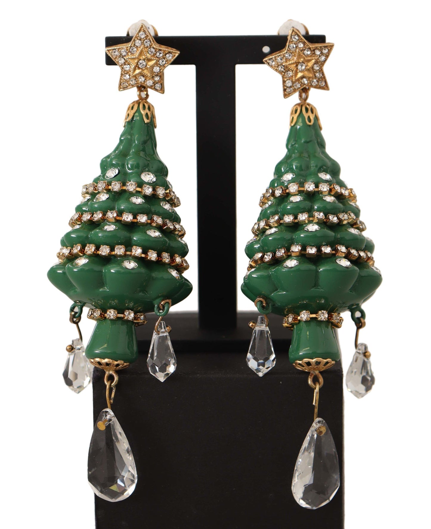 Dolce & Gabbana Enchanting Crystal Christmas Tree Clip-On Earrings Dolce & Gabbana