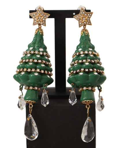 Dolce & Gabbana Enchanting Crystal Christmas Tree Clip-On Earrings Dolce & Gabbana