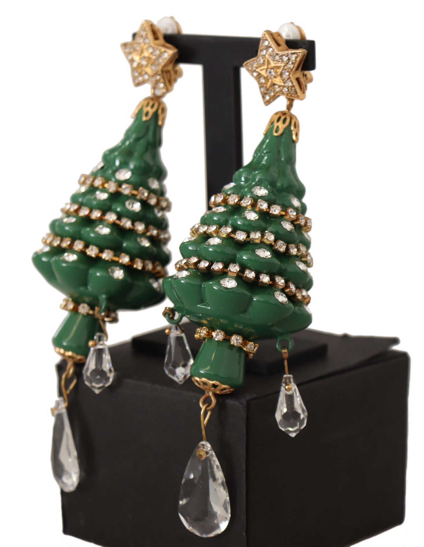 Dolce & Gabbana Enchanting Crystal Christmas Tree Clip-On Earrings Dolce & Gabbana