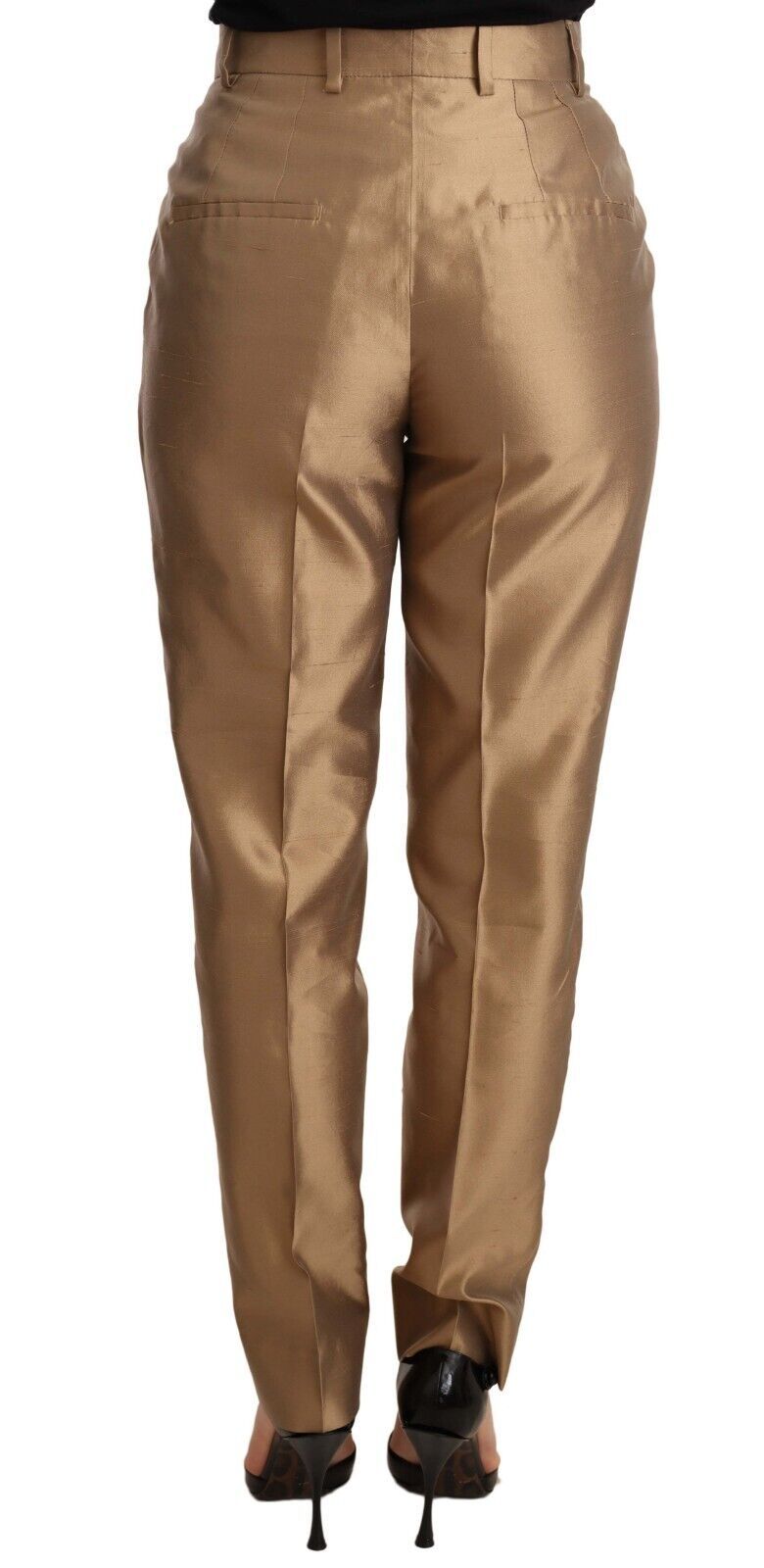 Dolce & Gabbana Elegant Tapered Silk Trousers in Gold Dolce & Gabbana