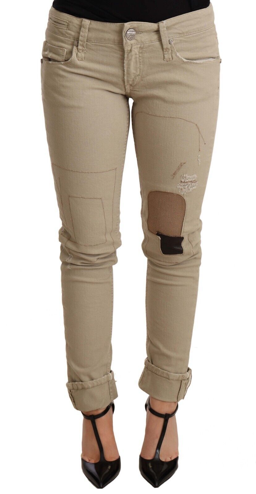 Acht Beige Cotton Slim Fit Chic Jeans Acht