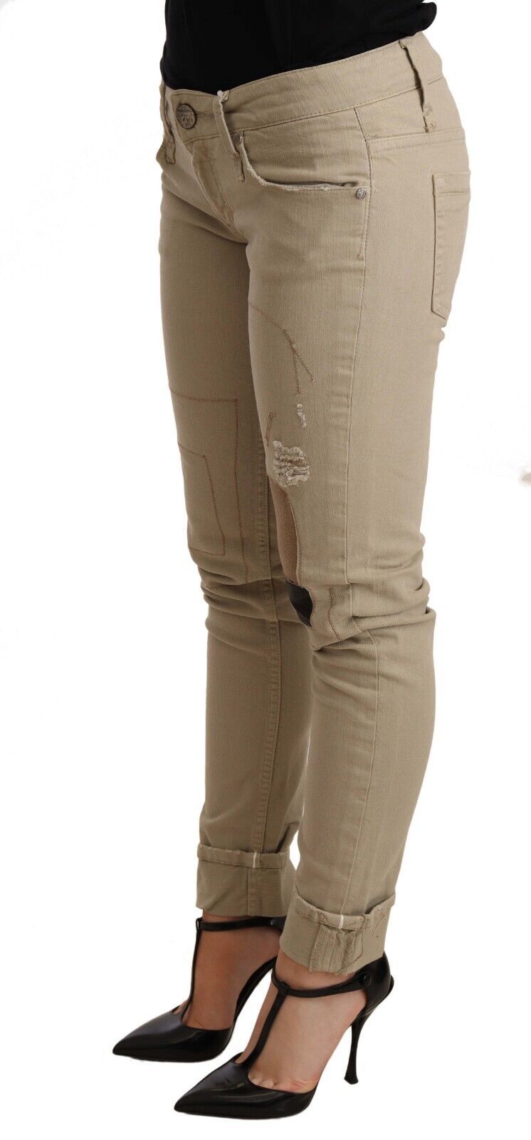 Acht Beige Cotton Slim Fit Chic Jeans Acht