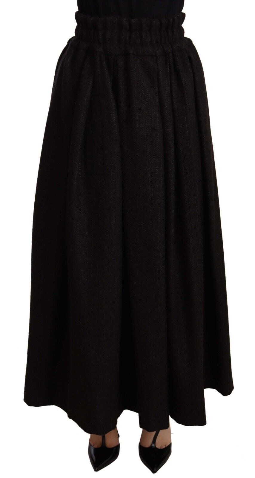 Dolce & Gabbana Elegant High Waist Maxi A-line Wool Skirt Dolce & Gabbana