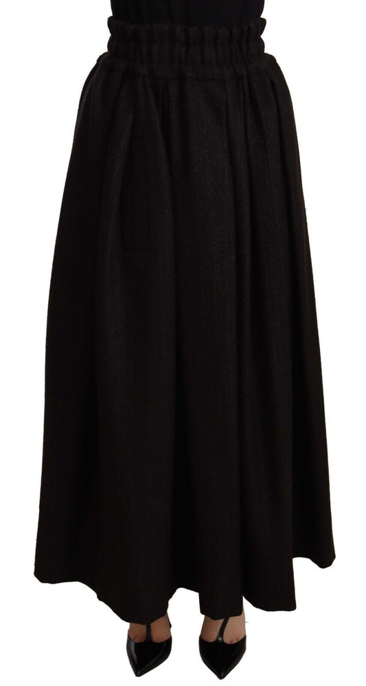 Dolce & Gabbana Elegant High Waist Maxi A-line Wool Skirt Dolce & Gabbana