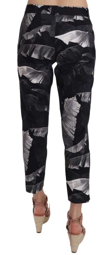 Dolce & Gabbana Elegant Black Banana Leaf Print Capri Pants Dolce & Gabbana