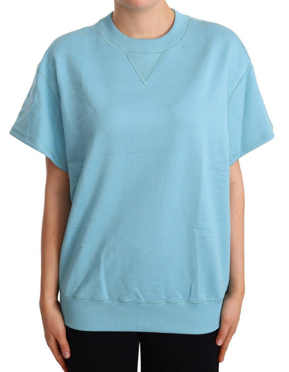 Dolce & Gabbana Elegant Blue Crew Neck Cotton Top Dolce & Gabbana