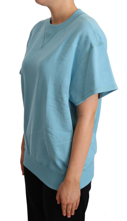 Dolce & Gabbana Elegant Blue Crew Neck Cotton Top Dolce & Gabbana