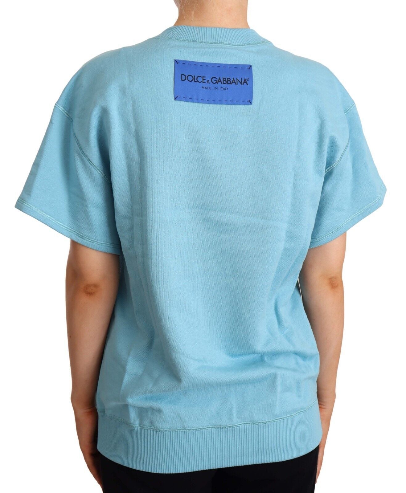 Dolce & Gabbana Elegant Blue Crew Neck Cotton Top Dolce & Gabbana