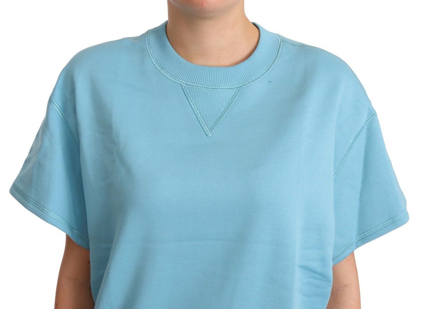 Dolce & Gabbana Elegant Blue Crew Neck Cotton Top Dolce & Gabbana