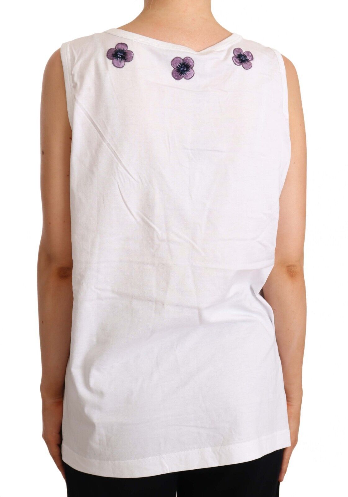 Dolce & Gabbana Floral Trim Logo Tank Top in White Dolce & Gabbana