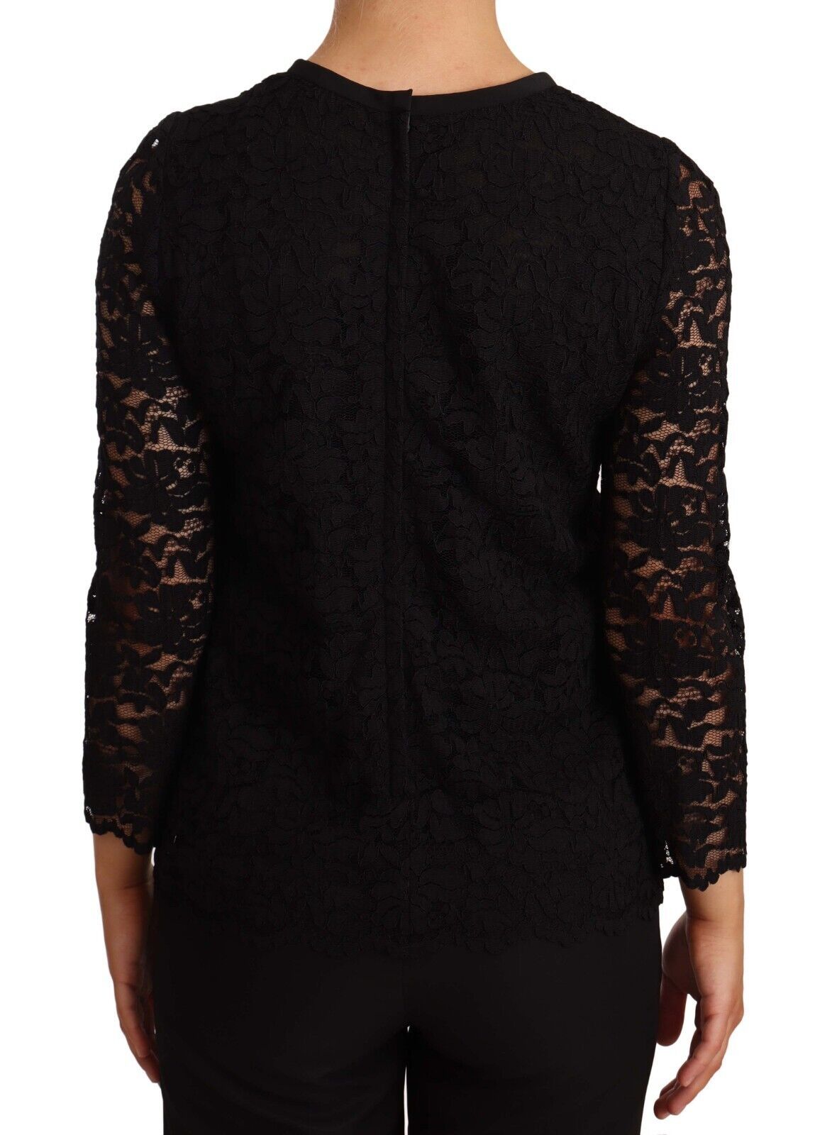 Dolce & Gabbana Elegant Black Floral Lace Long Sleeve Top Dolce & Gabbana