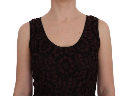 Dolce & Gabbana Bordeaux Floral Lace Ricamo Sheath Dress Dolce & Gabbana